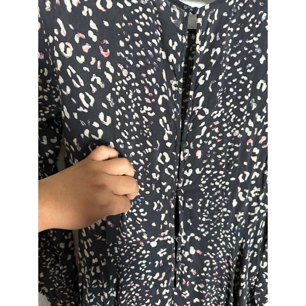 Women's Free People Maxi Dress Size L Black Animal Print Long Sleeve - Picture 5 of 6